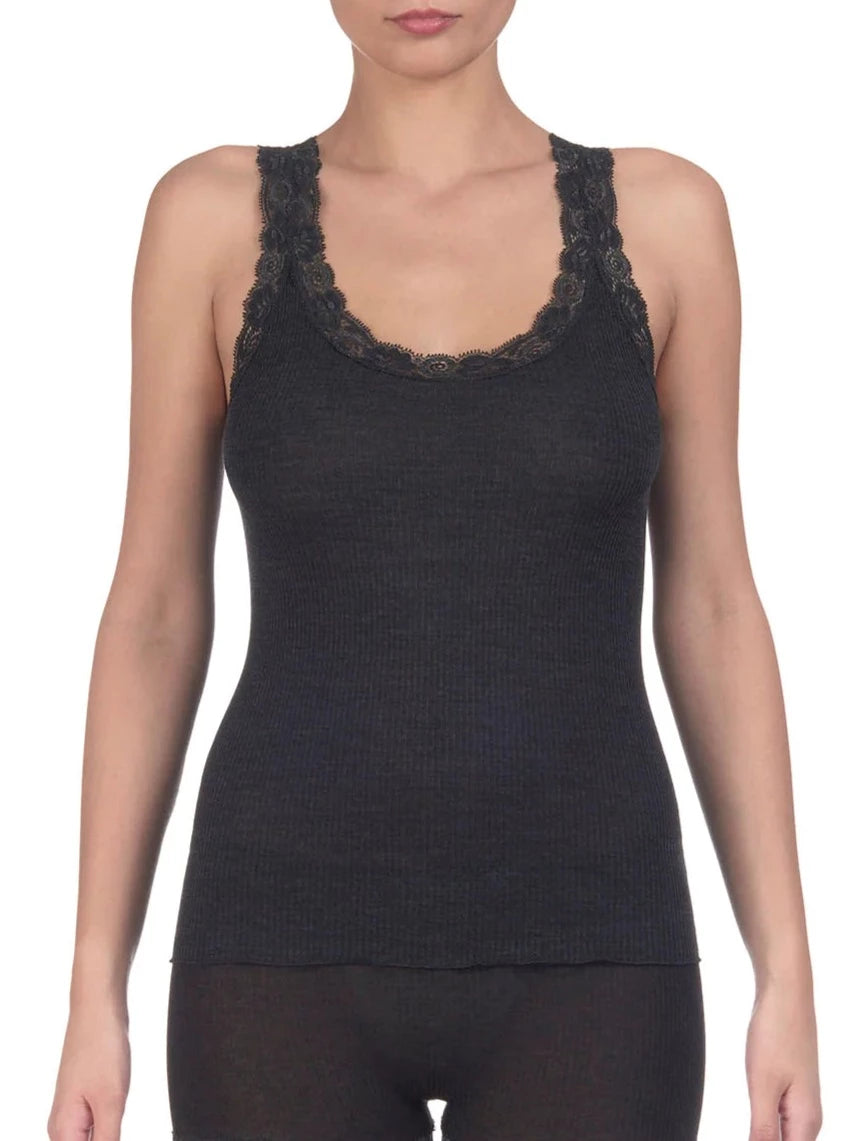 Wool and Silk Lace Neck Tank Top