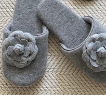 Arlotta Cashmere Flower Slippers in black