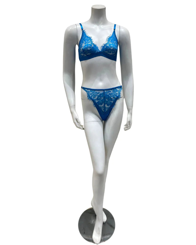 Lace Triangle Bralette and High Leg Bikini Set