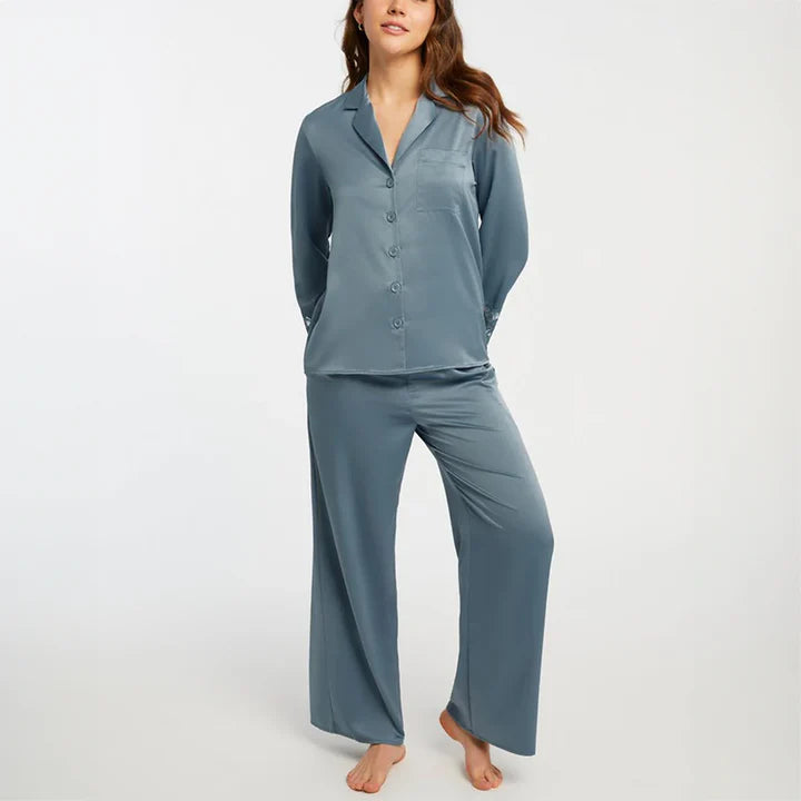 The Rya Collection Zinnia PJ Set in Chateau Blue pajama set