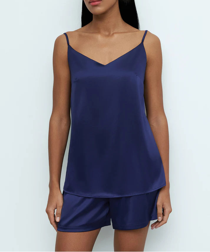 Effetto Satin Cami Shorts Set in navy-1 pajama set