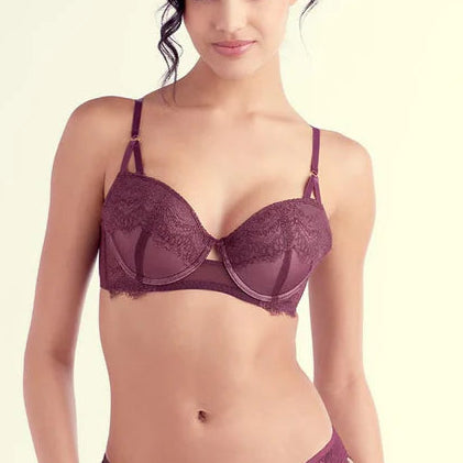 The Little Bra Company Betty Lace Bra in Cabernet & Rose push-up bra