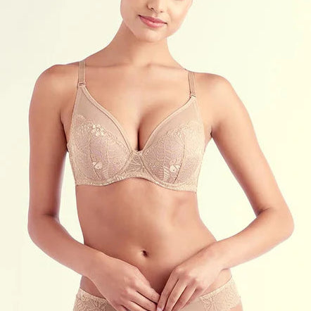 The Little Bra Company Ashly Lace Bra in Biscotti & Rose push-up bra