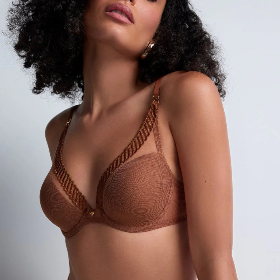 Aubade Sheer Emotion Triangle Bra in honey