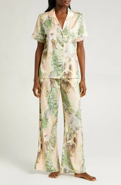 Kilo Brava Wide Leg Pajama Set in poised-peacock