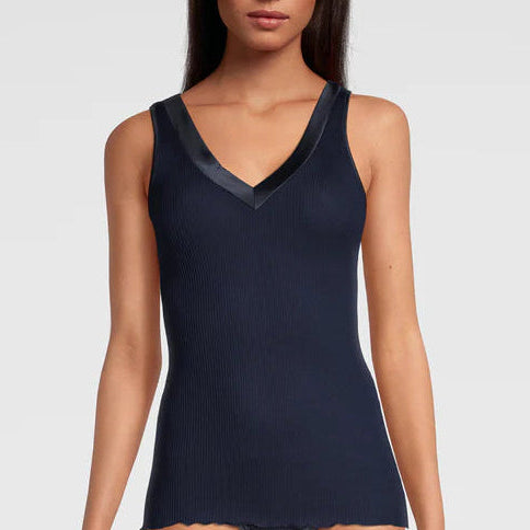 Oscalito Filoscozia Tank Top with Satin Edging in blue-474