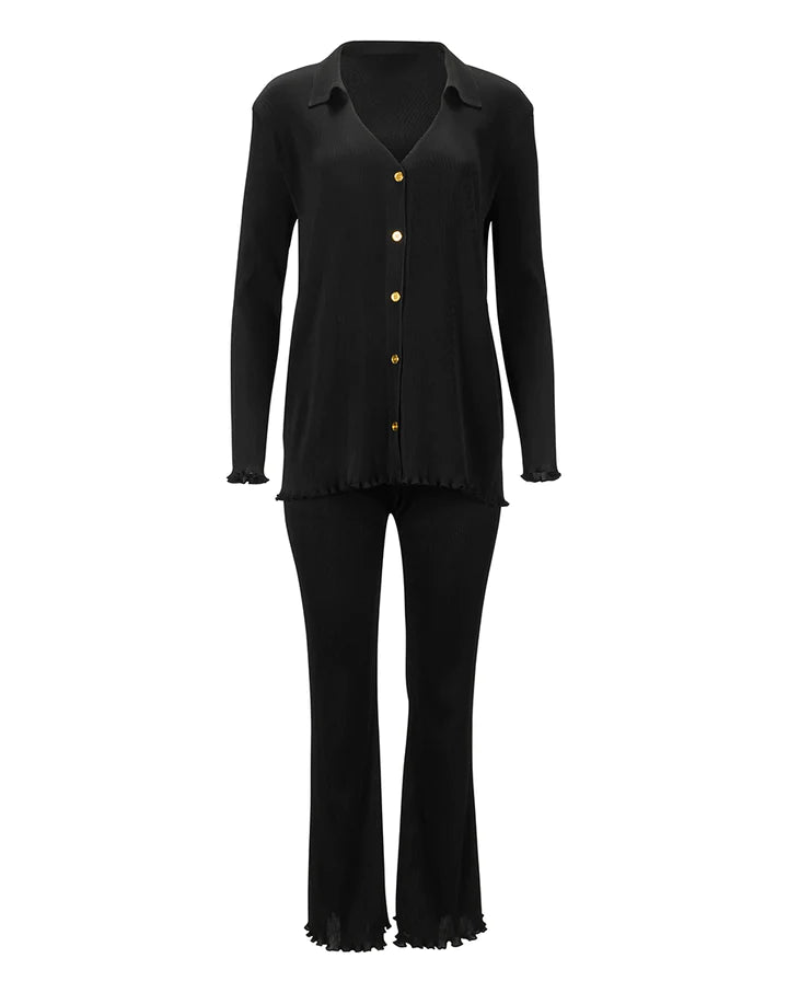 Kilo Brava Plissé PJ Set in Black pajama set