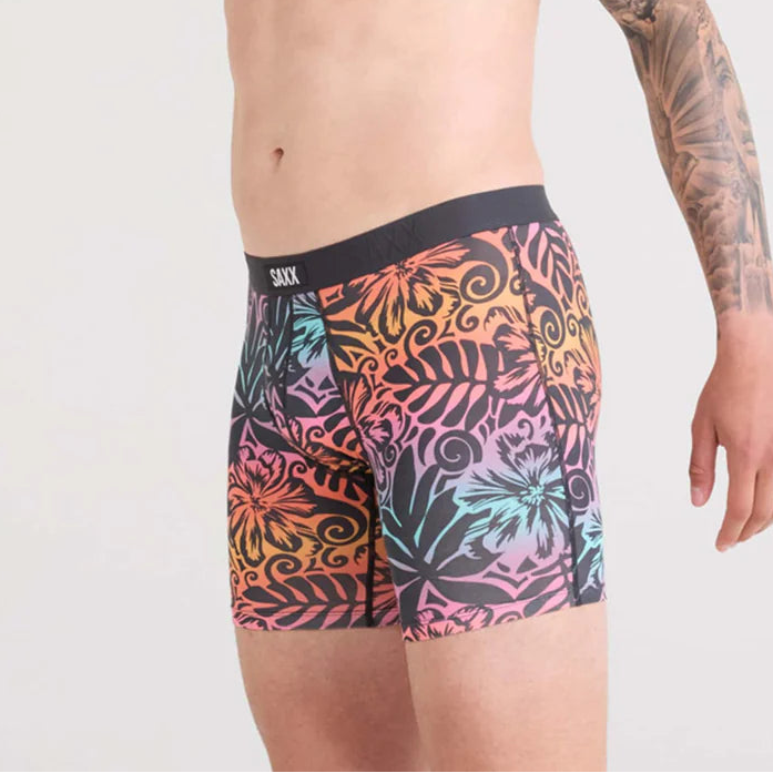 This image features the Vibe Xtra Boxer Brief, designed for both comfort and style. The boxer brief is showcased in a bold, multicolored pattern, providing a vibrant and stylish look.