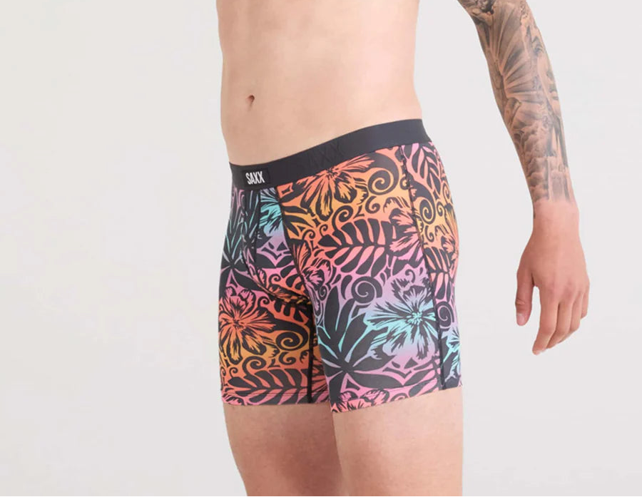 This image features the Vibe Xtra Boxer Brief, designed for both comfort and style. The boxer brief is showcased in a bold, multicolored pattern, providing a vibrant and stylish look.