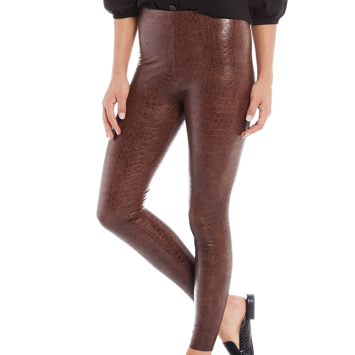 Commando Faux Leather Animal Legging in brown