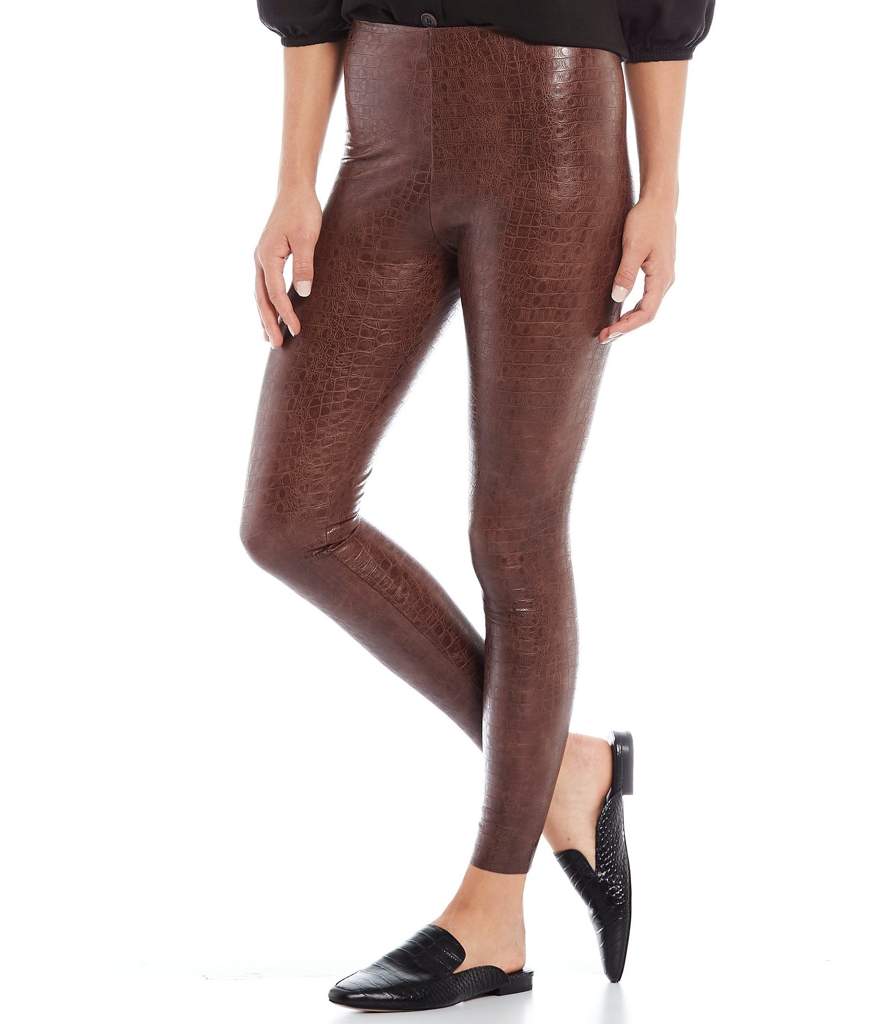 Commando Faux Leather Animal Legging in brown