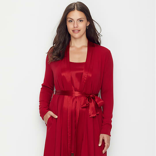 PJ Harlow Elijah Long Sleeve Robe in red short robe