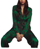 Kilo Brava Satin PJ Set in Emerald Damask pajama set