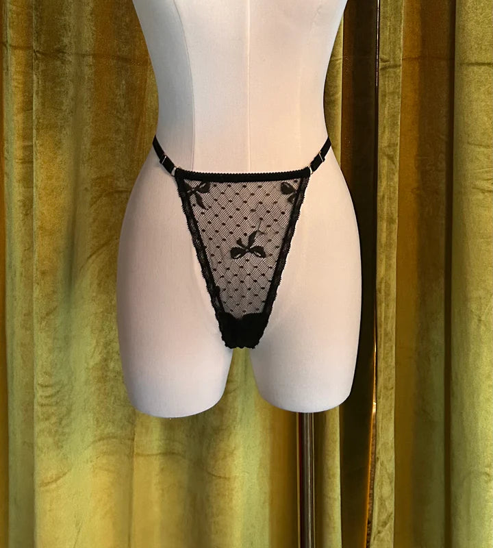 Kilo Brava Bow Mesh G-String in black
