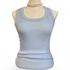 Oscalito Cotton Ribbed Tank Top in light-blue