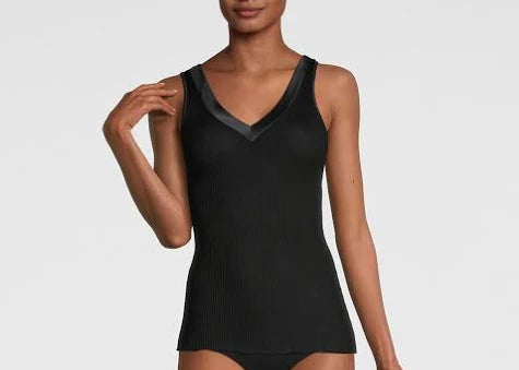 Wool and Silk Satin Edge V-Neck Tank Top