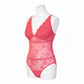 Pink lace lingerie set on a mannequin against a white background