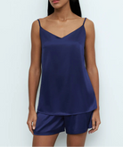 Effetto Satin Cami Shorts Set in navy-1 pajama set