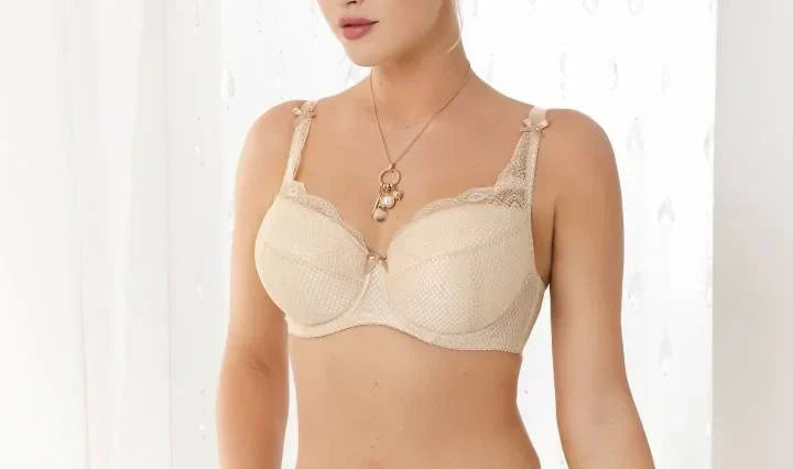light beige bra with lace overlay