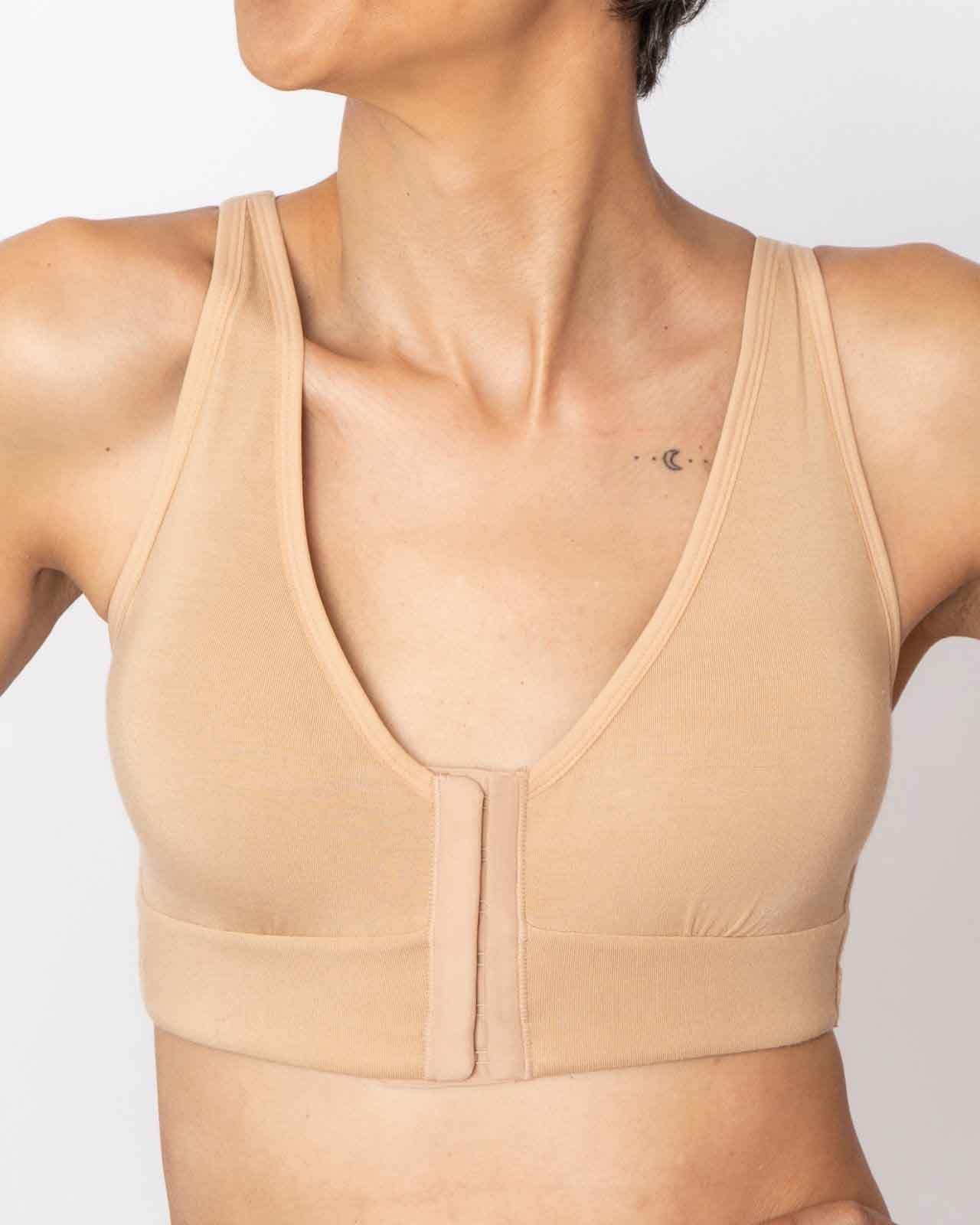 Anaono Rora Pocketed Front-Closure Bra in Sand