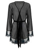 Kilo Brava Short Robe in Black & Jewel Blue cover-up