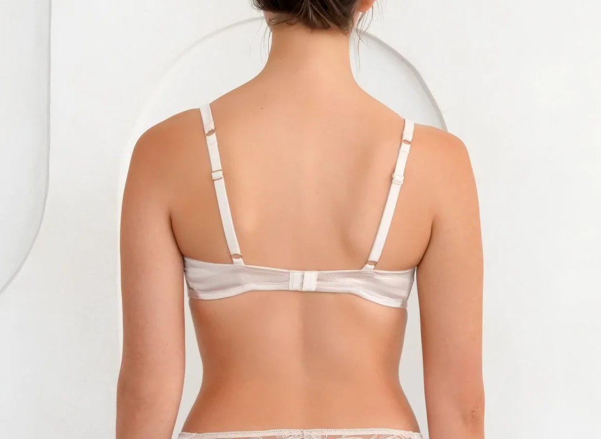 White lace lingerie set on a white background