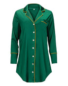 Kilo Brava Satin Sleep Shirt in Emerald