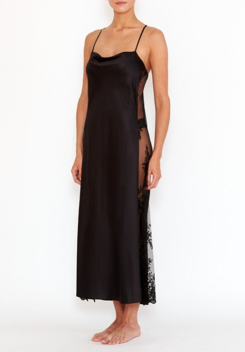Darling Lace Panel Gown in Black