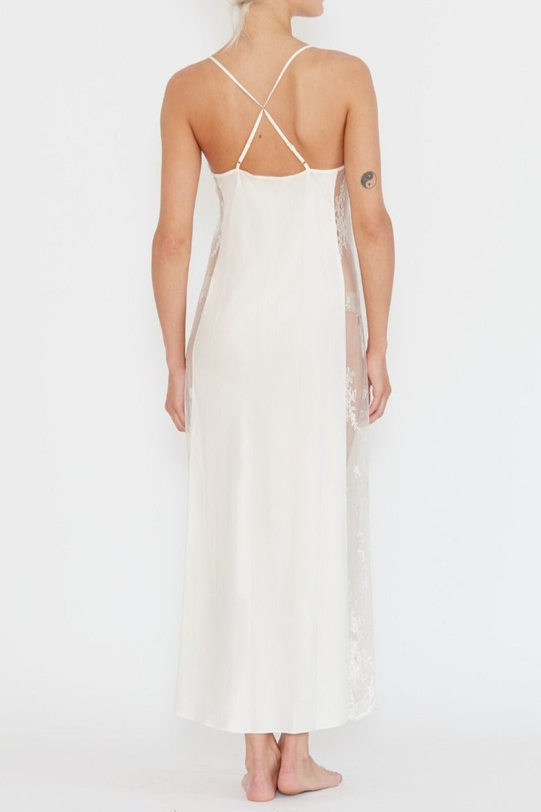 Darling Lace Panel Gown in Ivory
