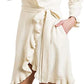 Short Ruffled Chenille Robe in Ivory