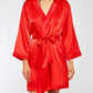 Short Satin Robe in Red