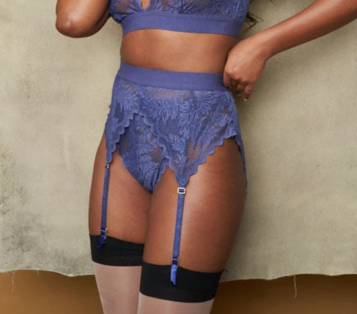 Lace Garter Belt in Mystic Blue