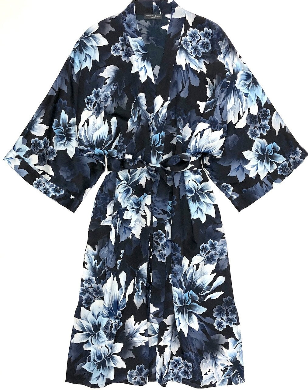 Classic Silk Kimono in Heavenly Blue Floral