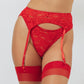 Embroidery Garter Belt - Cherry Tomato & Orchid