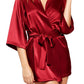 Short Satin Robe in Burgundy