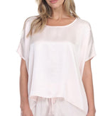 PJ Harlow Roxxy Satin Lounge Tee in aqua lounge top